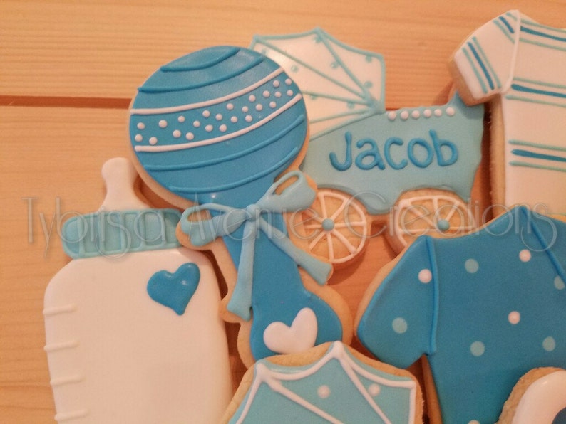 12 Baby Boy Sugar Cookies Baby Boy Shower Dessert Boy Baby Etsy