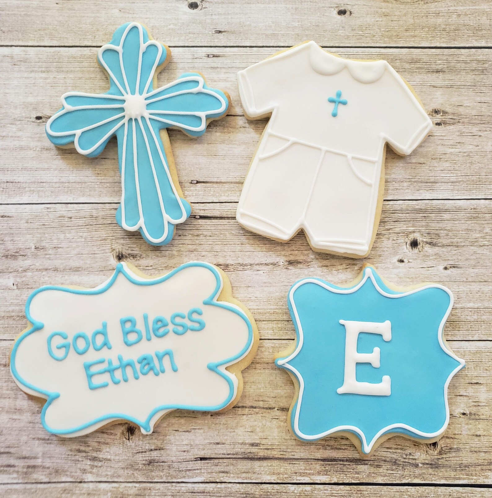 12 Baby Boy Christening Sugar Cookies Baptism Sugar Cookies Etsy