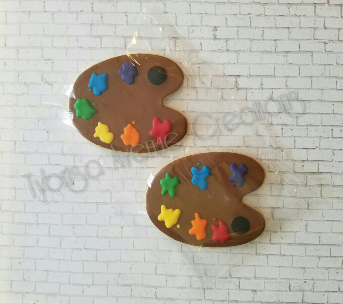 12 Paint Palette Sugar Cookies Painting Party Sugar Cookies Etsy