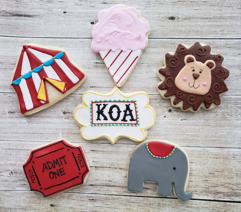 Circus Themed Sugar Cookies  Circus Party Favors  Carnival image 0