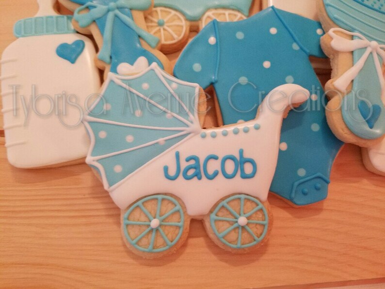 12 Baby Boy Sugar Cookies Baby Boy Shower Dessert Boy Baby Etsy