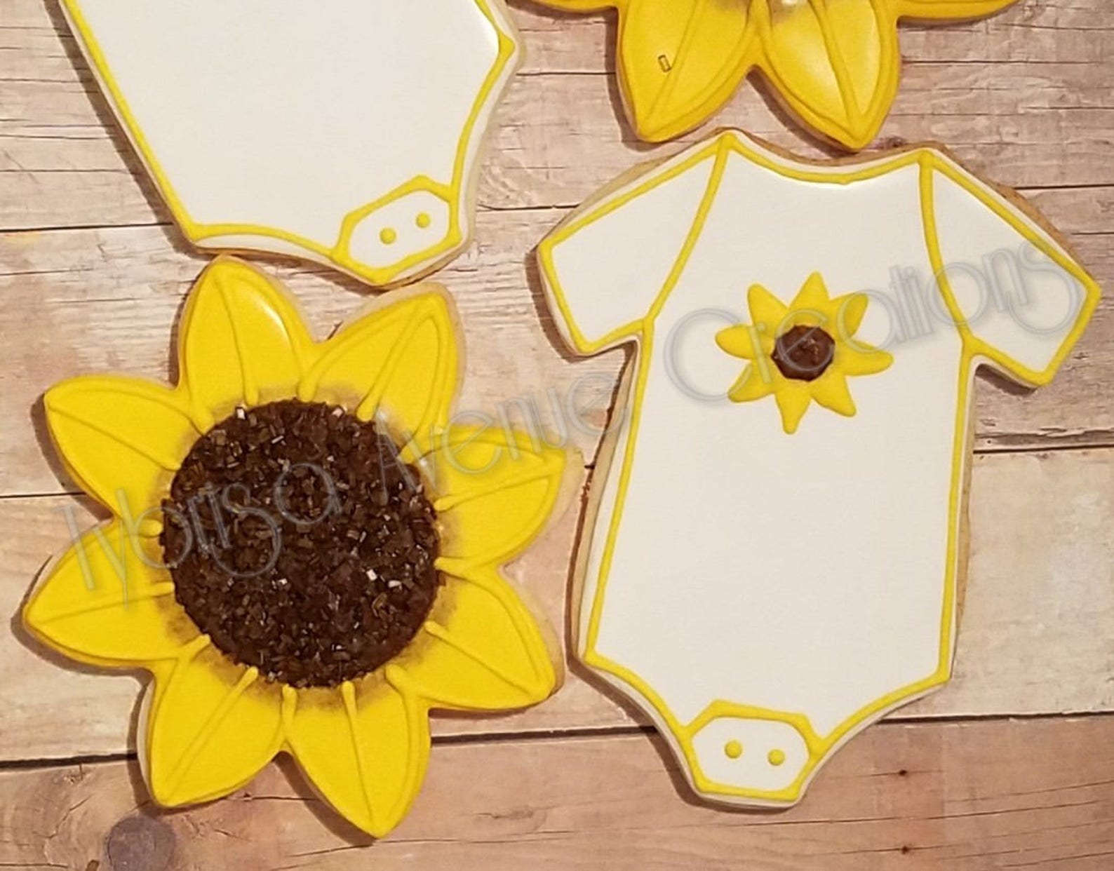 12 Sunflower Baby Shower Cookies Summer Baby Shower Favors Etsy