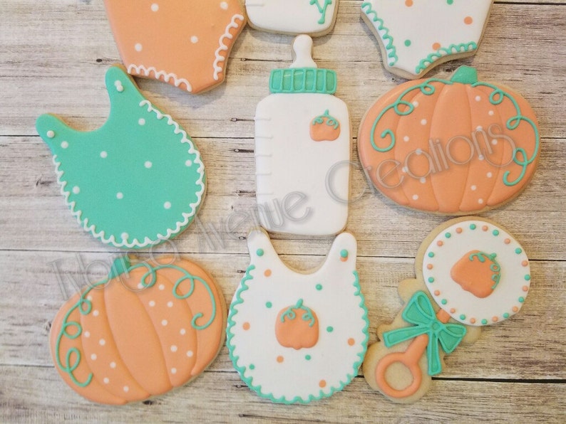 12 Pumpkin Baby Shower Sugar Cookies Little Pumpkin Baby Etsy