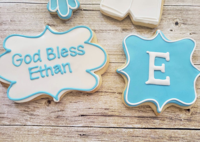 12 Baby Boy Christening Sugar Cookies Baptism Sugar Cookies Etsy