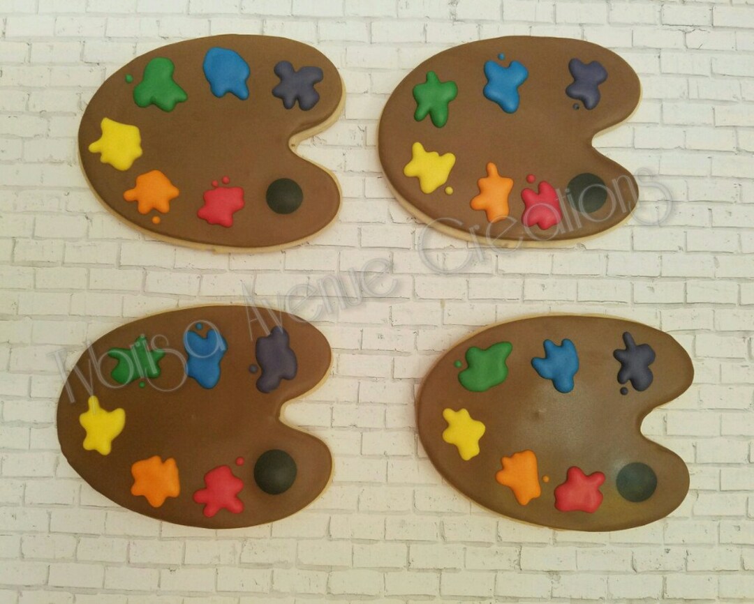 12 Paint Palette Sugar Cookies Painting Party Sugar Cookies Etsy