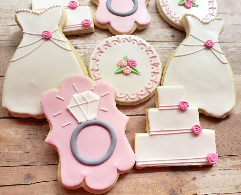12 Bridal Shower Sugar Cookies Wedding Sugar Cookies Bride Etsy
