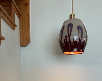 9.5" Handmade Pottery Pendant Light- Handthrown unique ceramic pendant light, hanging pottery light, artisan lighting, hanging clay lamp