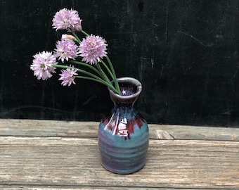Made to Order:Small Pottery Vase- petite handmade ceramic vase, handthrown, different colors. Little vase fits single buds or small bouquets