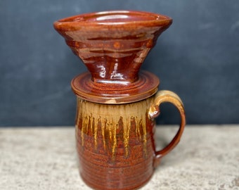 Coffee Dripper Cone for pour over, single servings of amazing coffee in your mug or cup; 'rust' glaze