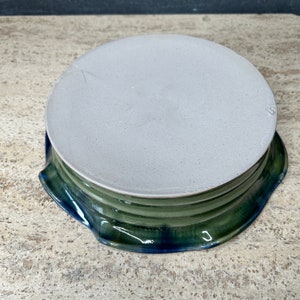 Ready to ship Pottery Pie Dish 9 Hand thrown Green & Blue Ceramic Baking Dish Bake your best pies in this pie plate. image 8