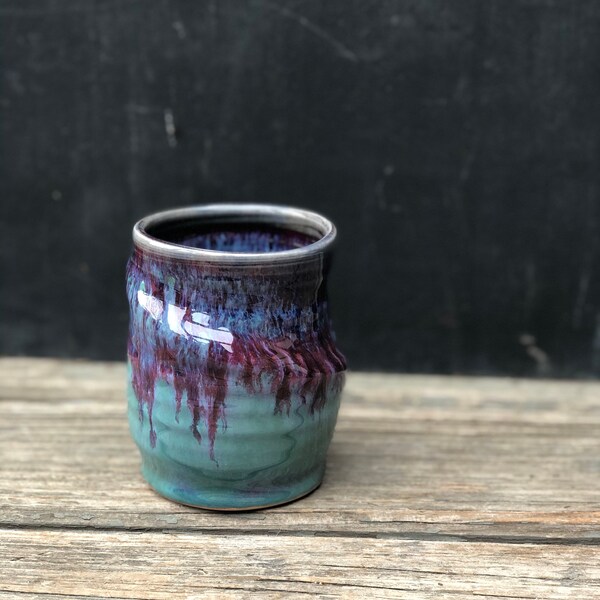 Ceramic cup in 'patina': Hand thrown pottery cup makes a great tumbler for water, juice and other refreshments