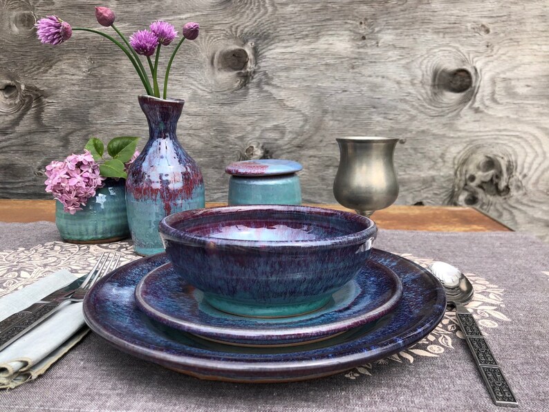Hand thrown Ceramic Table Setting; Made to Order- Pottery Plates and bowls, ceramic tableware; dinnerware purchased individually to make set 