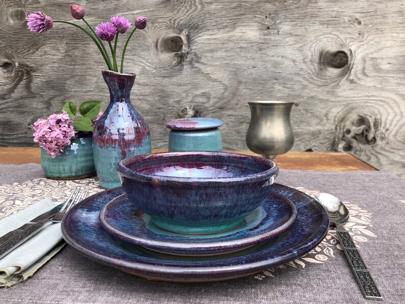 Hand thrown Ceramic Table Setting; Made to Order- Pottery Plates and bowls, ceramic tableware; dinnerware purchased individually to make set