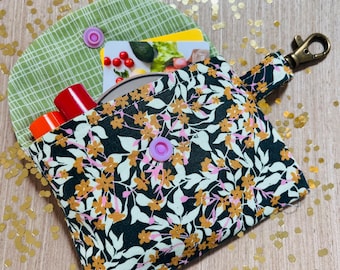 Green Florals Key wristlet