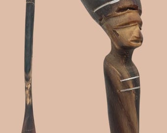 WEST AFRICA TRIBAL Folk Art Carved Wood Ceremonial Spoon ~ Mumuye style from Nigeria and Baule or Côte d'Ivoire Ceremonial Spoon Tradition