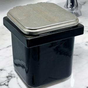 Soda BRUNNEN Eisdiele Art Deco Streamline Design Schwarz glasierte Steinzeug Keramik Banana Split, Eisbecher Topping Container