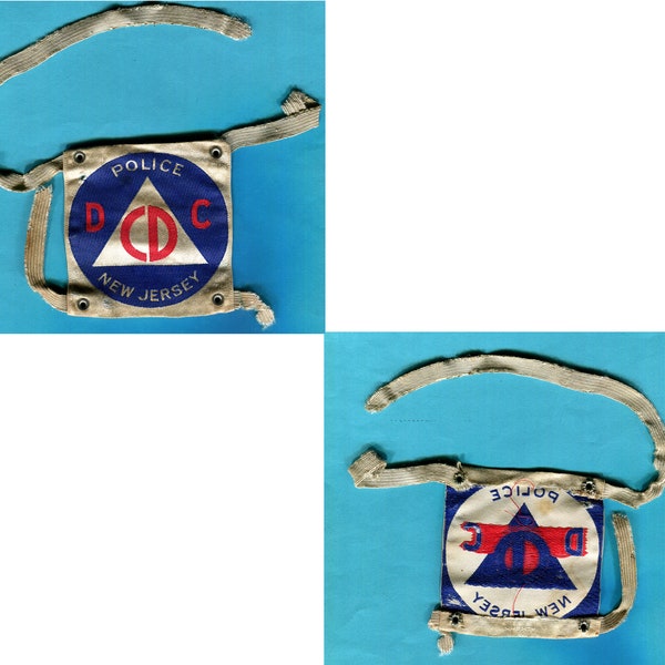 Rare 1943 World War II ~ New Jersey Defense Corps Civil Defense POLICE Bevo Weave Armband Patch