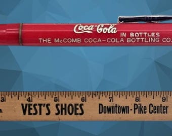 McCOMB , MISSISSIPPI COCA-COLA Bottling Co. Mechanical Pencil & Vests Shoe Store Advertising Ruler