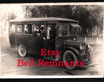 Antique Bus Line Photograph ~ Route from White River, VERMONT ~ Lebanon, NEW HAMPSHIRE ~ Passengers in Early Motor Coach Transit Bus