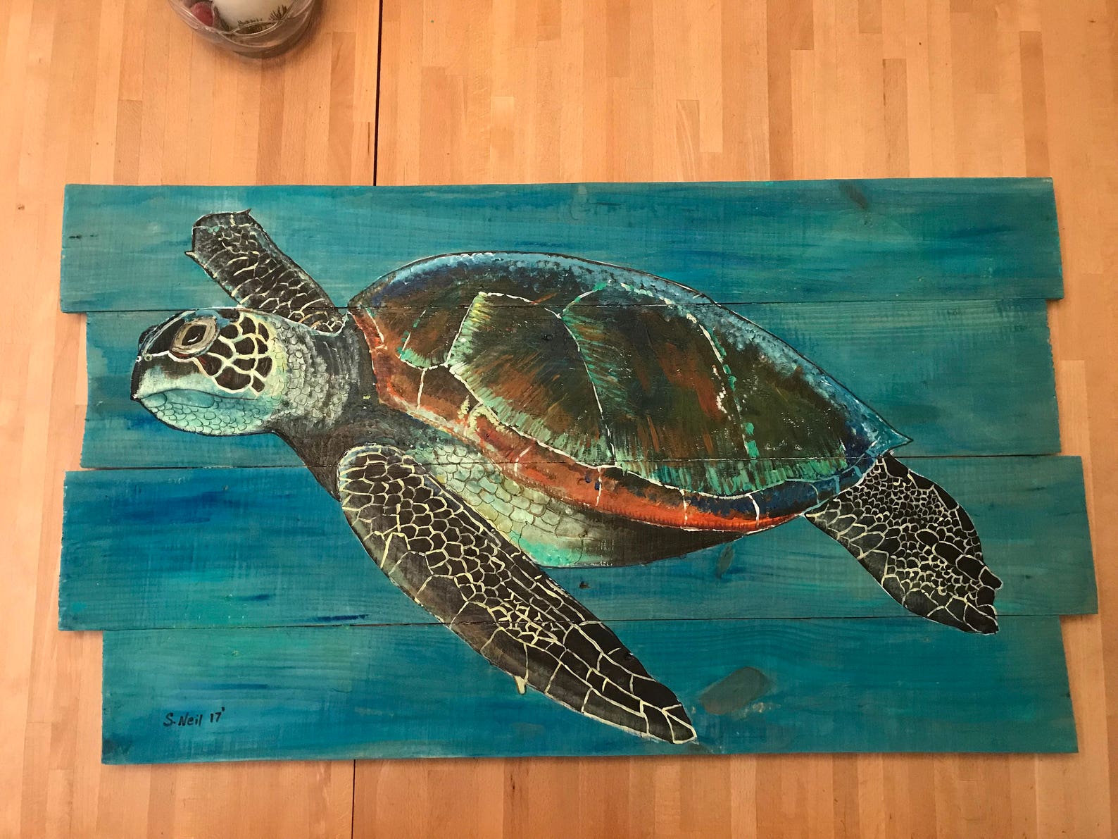 Sea Turtle hand painted on reclaimed wood Etsy