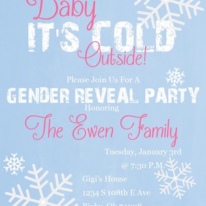 BABY ITS COLD outside gender reveal party invitation