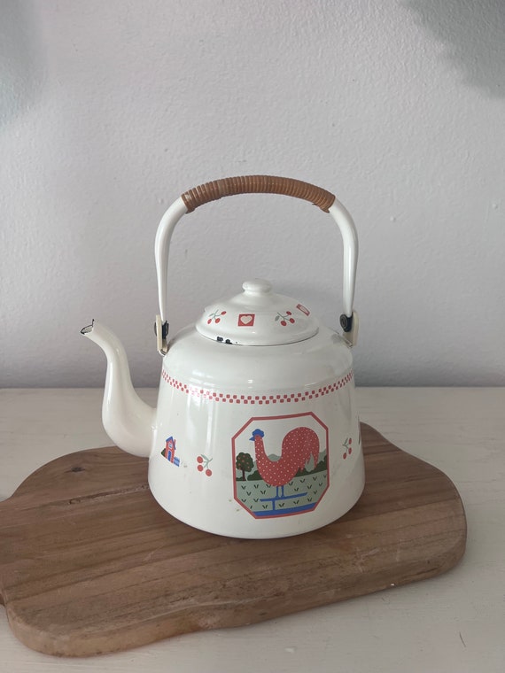 Raintree Ltd Heart and Home Collection Enamel Tea Kettle Country Teapot Chicken Teakettle Etsy
