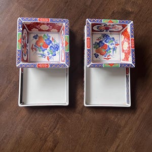 Vintage Japanese Imari Ceramic plate and bowel set. 4 pieces total.