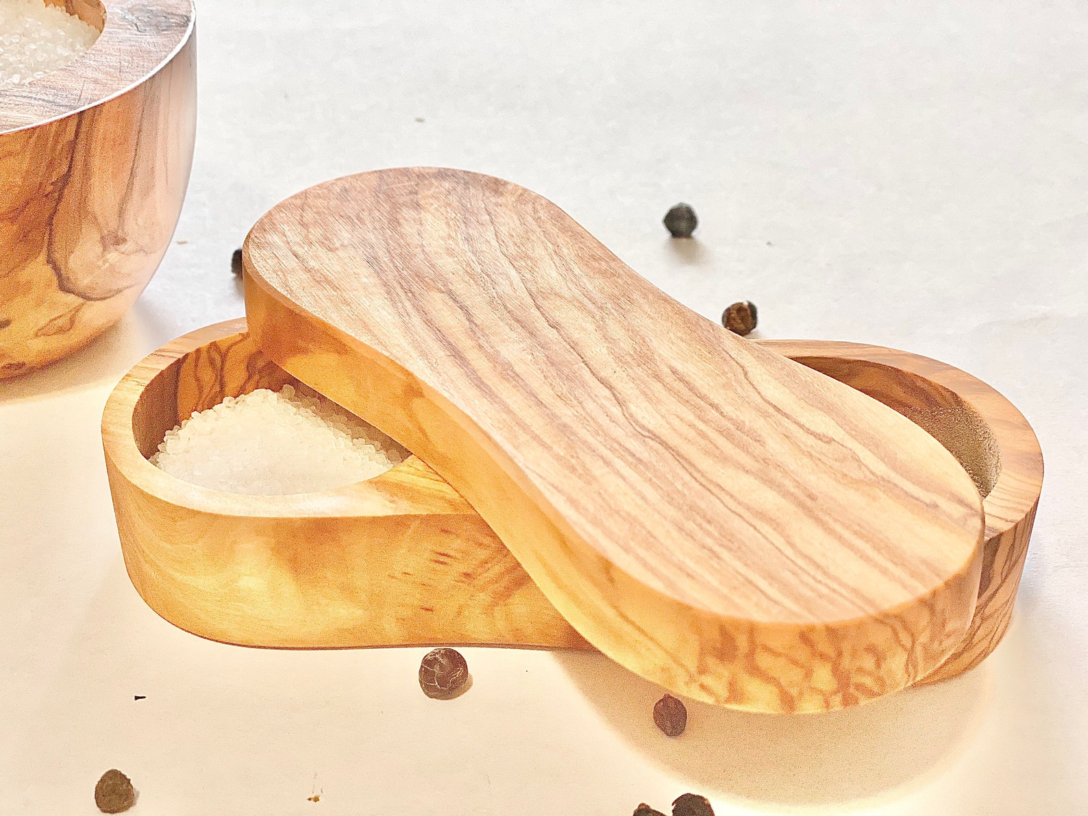 Olive Wood Salt & Pepper Keeper Etsy