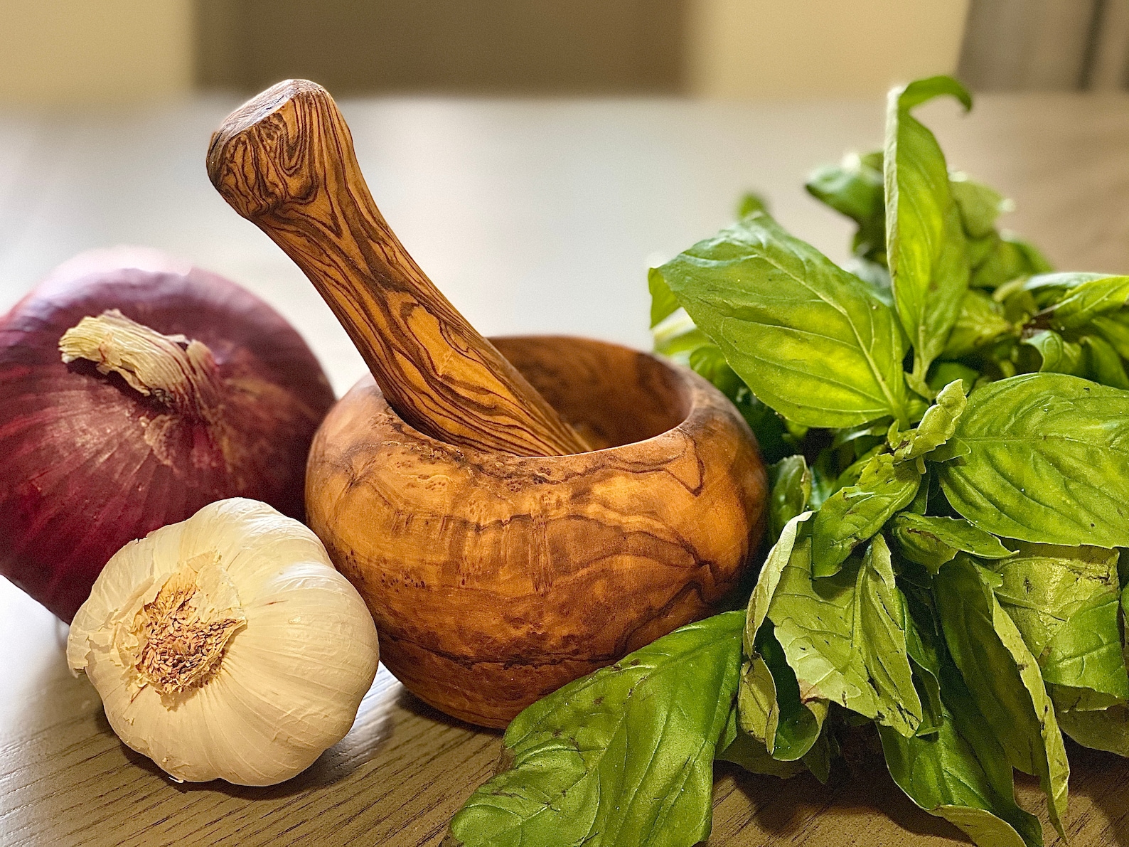 Olive Wood Small Mortar & Pestle