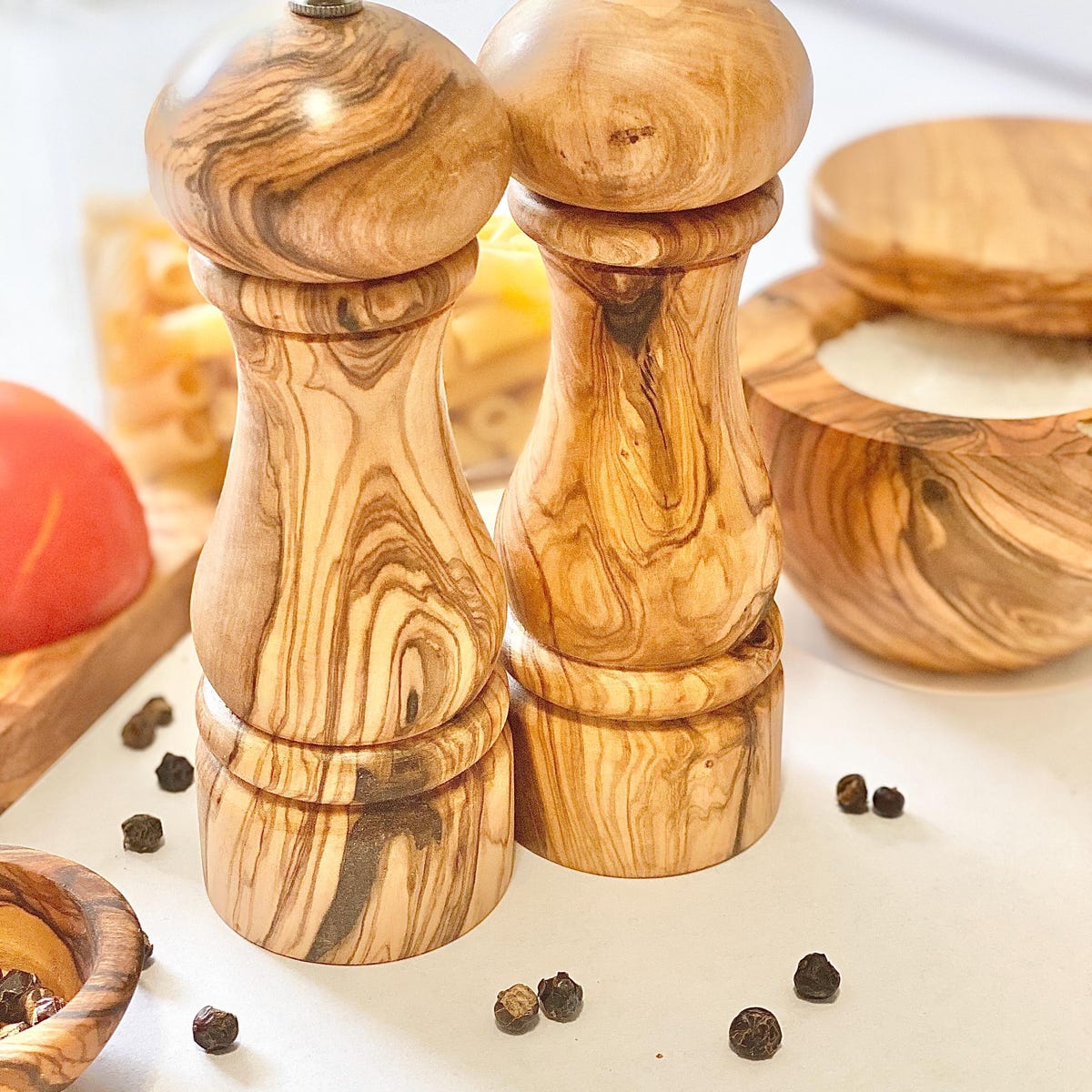 Olive Wood Salt & Pepper Mill Set - 6.5" - Etsy