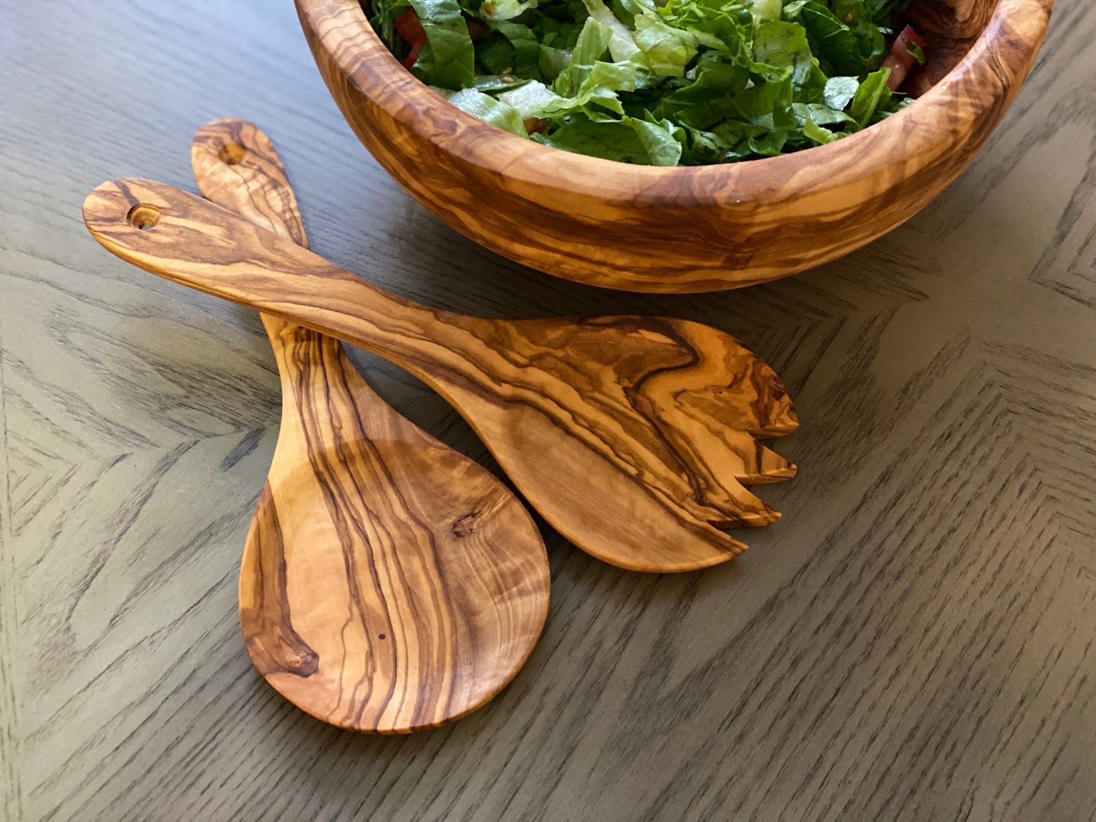 Olive Wood Salad Spoon Set