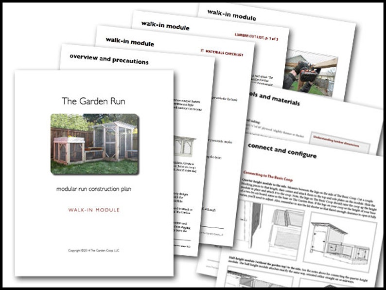 The Garden Run Walk-In Module Plan eBook PDF, Secure Run with Pergola for Chicken Coop, Rabbit Hutch Instant Download, U.S. & Metric image 2
