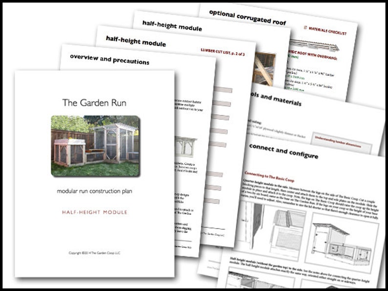 The Garden Run Half-Height Module Plan eBook PDF, Garden-Top Run for Chicken Coop or Rabbit Hutch Instant Download, U.S. & Metric image 2