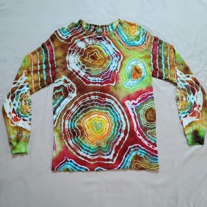 Ice Dyed Long Sleeve Geode Tie Dye T-Shirt Unisex Medium