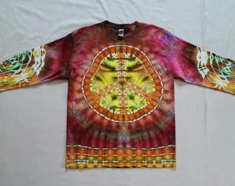 Peace Long Sleeve Tie Dye T-Shirt Unisex Large