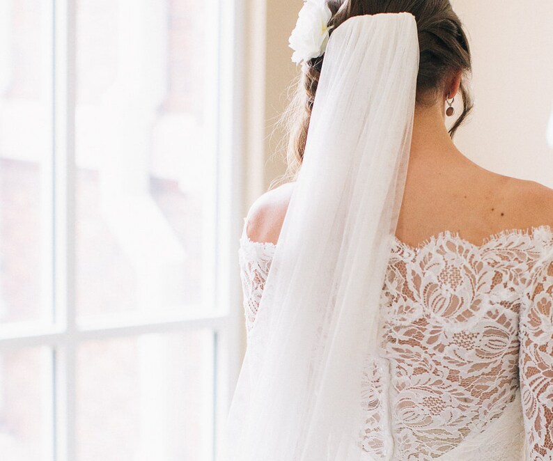 MARY Style Simple Veil English Net Veil Waltz veil Long Veil Soft Veil Chapel Length