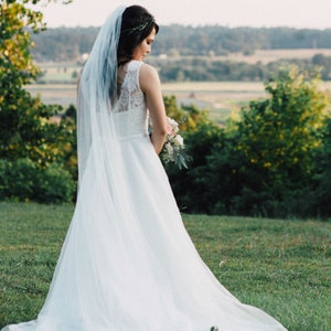 Chapel Length Veil, Ivory Veil, White Veil, 90 inch Veil, Simple Veil, Long veil -- Style | AMY