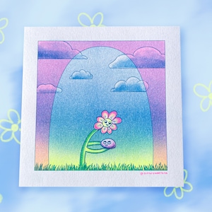 Flower & Rock Risograph Print