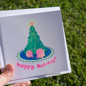 Árbol de Navidad y regalos - Tarjeta navideña de 5 x 5