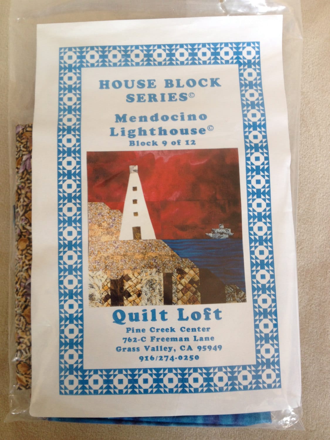 Quilt Block Mendocino Light House Kit California Landark House Block Series by Quilt Loft Quilt Painting Quilted Wall Hanging