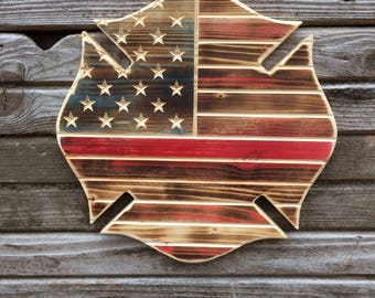 Rustic Maltese Cross Flag - Firefighter Maltese Cross- Firefighter Gift - First Responders - Fire and Rescue - Fire Fighter Maltese Cross