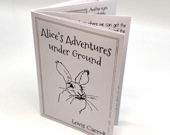 Zine d'Alice au pays des merveilles•Mini livre Lewis Carroll•workuvre d'art originale Carroll•A7 pliable en accordéon•Souvenir littéraire en papier