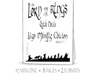 L'Ordonnancement des anneaux LEGO Minifig Zine•Mini livre Tolkien•Guide de Bilbon et de Gandalf•Cadeau pour les fans des LOTR•A7-Souvenir en accordéon•Connaissance de la Terre du Milieu•Art fantastique