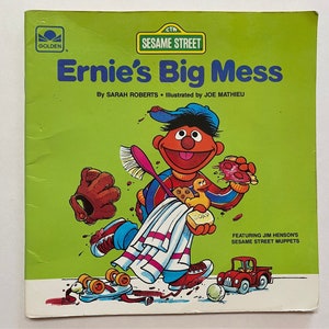 1983 Ernies Big Mess Kids Book Soft Cover Sesame Street Jim Henson Muppets Golden Book