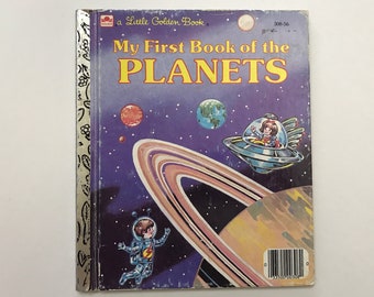 1985 My First Book of the Planets Little Golden Hardcover Book Cute Space 80s Kids Children Reading Learning