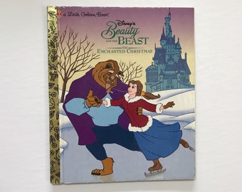 1997 Disney Beauty and the Beast Enchanted Christmas Kids Book Golden Book Reading Story Children 90s