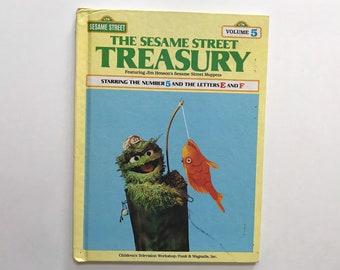 1983 The Sesame Street Treasury Book 5 Muppets Jim Henson Kids Hard Cover Reading Story Letters E and F