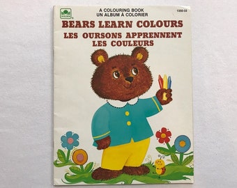 1983 Golden Coloring Book Bears Learn Colours Colors Retro 80s Kids Unused Creative Learning Western Publishing