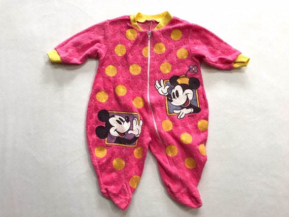 Maat 3 Maanden Mickey en Co Pyjama Baby Shower Gift Kleding Meisjeskleding Pyjamas & Badjassen Pyjama Rompers en onesies Vintage Disney Mickey en Minnie Footed Pyjama Footie Pyjama 