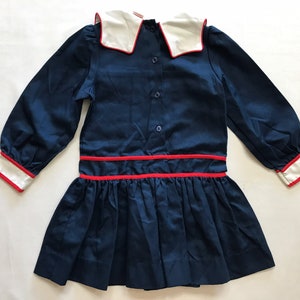 Vintage Girls Size 4T Sailor Style Dress Blue Red White USA America Made Cute Children Kids image 4